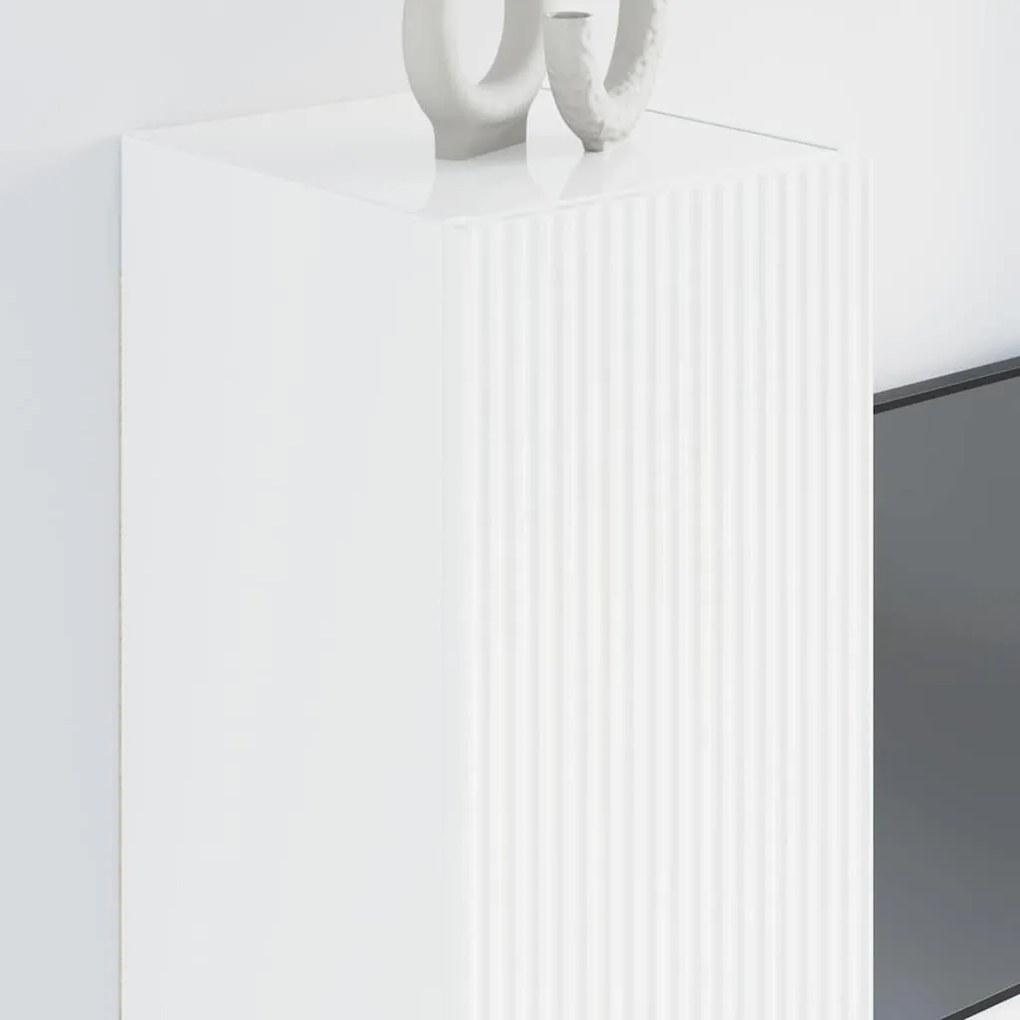 vidaXL Ντουλάπι Τηλεόρασης Τοίχου Λαμπερό Λευκό 30 x 31 x 80 εκ.