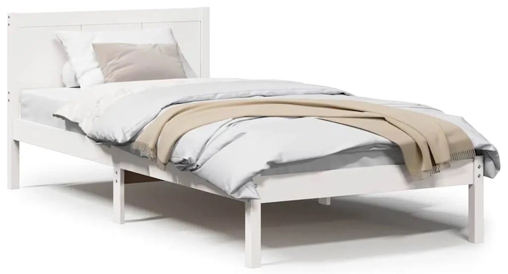 vidaXL Σκελετός Κρεβατιού Λευκό 75 x 190 cm Μασίφ ξύλο πεύκου