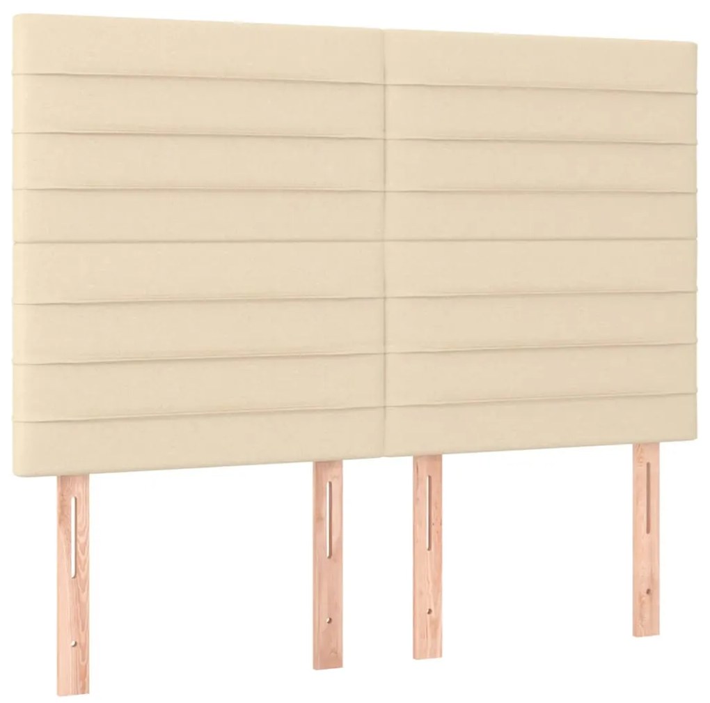 vidaXL Κρεβάτι Boxspring με Στρώμα &amp; LED Κρεμ 140x200 εκ. Υφασμάτινο