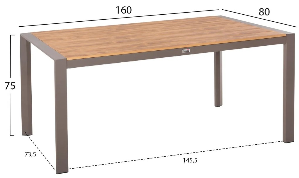 ΤΡΑΠΕΖΙ ΕΞΩΤ.ΧΩΡΟΥ GOYA HM6059.04 ΑΛΟΥΜΙΝΙΟ ΣΑΜΠΑΝΙ &amp; POLYWOOD 160X80Χ75Υεκ.