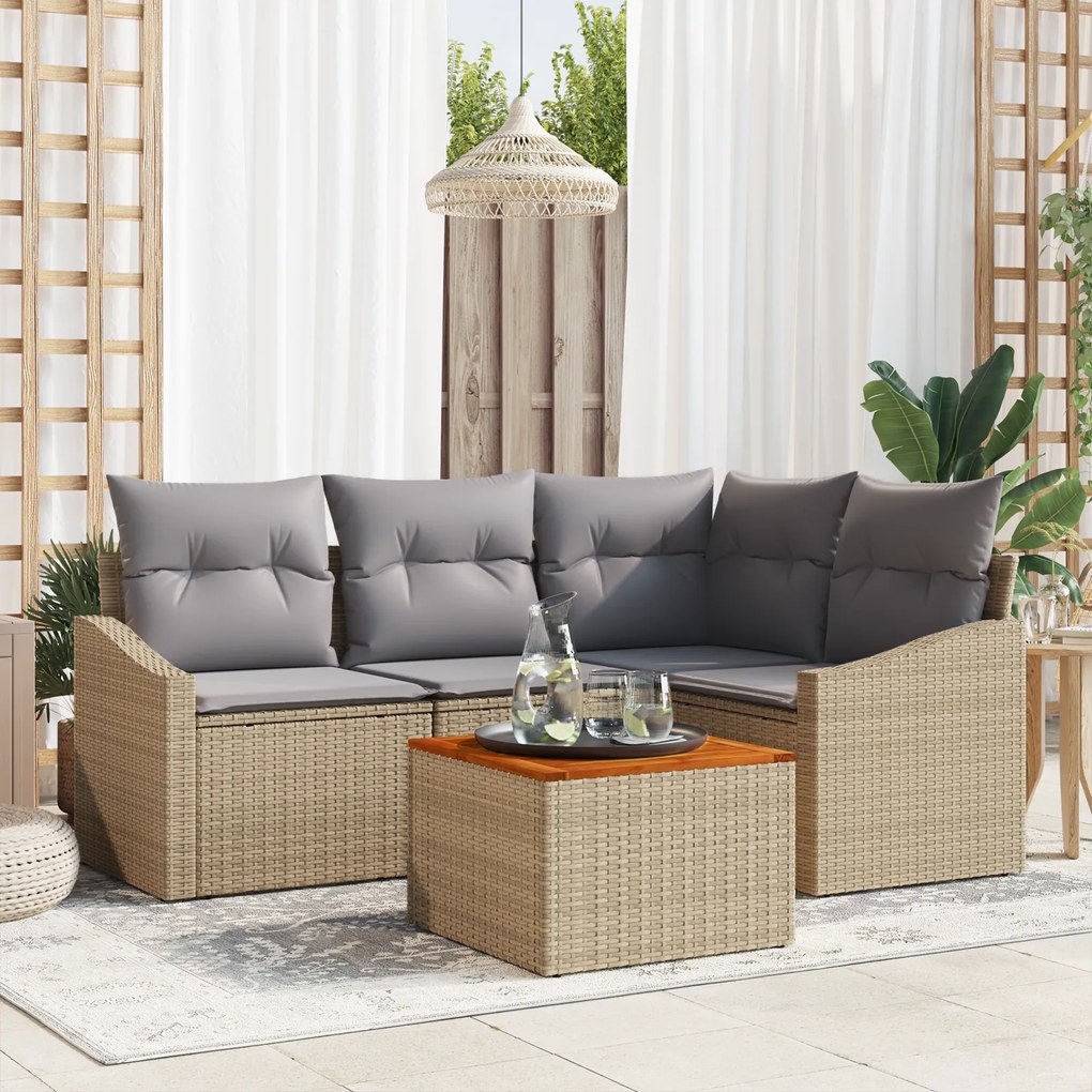 vidaXL Σετ Καναπέ Κήπου 5 pcs Μπεζ, ανοιχτό γκρι 55 x 55 x 37 εκ