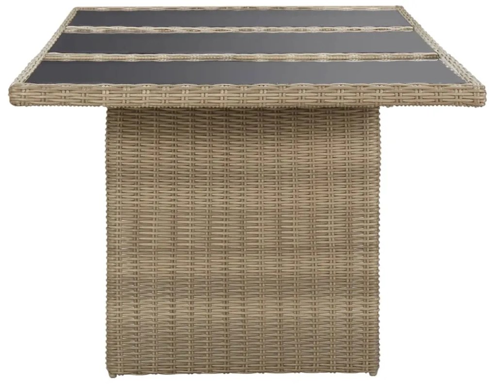 vidaXL Τραπεζαρία Κήπου Καφέ 200x100x74 εκ. από Γυαλί/Συνθετικό Ρατάν