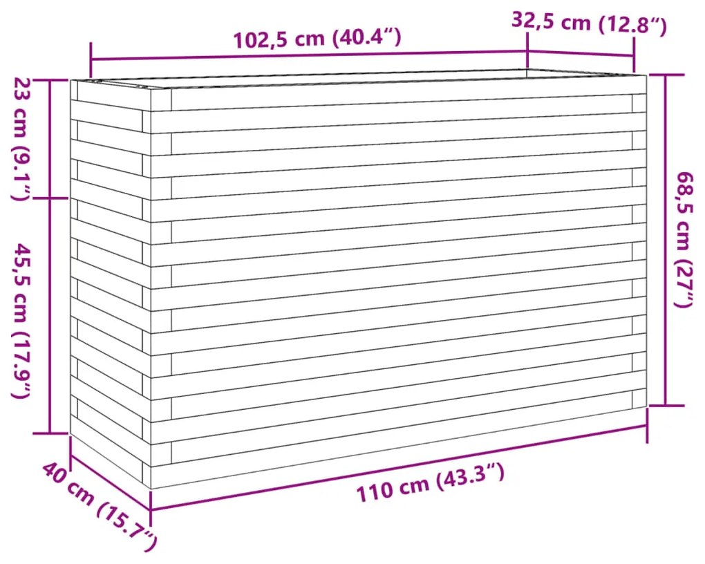 Ζαρντινιέρα Κήπου 110x40x68,5 εκ. από Εμποτισμένο Ξύλο Πεύκου - Καφέ