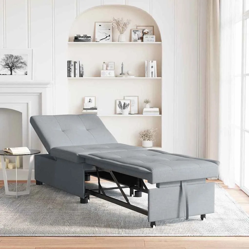 vidaXL Καναπές Κρεβάτι 3 σε 1 - Σχέδιο Pull-Out σε Ανοιχτό Γκρι Υφασμάτινο