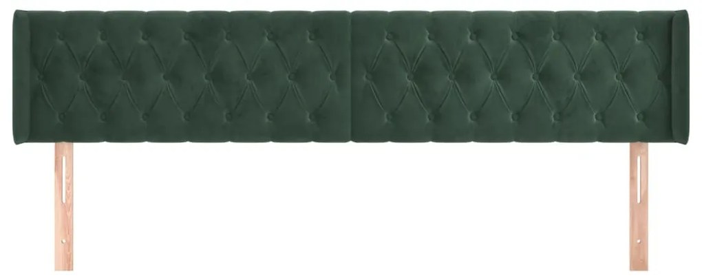vidaXL Κεφαλάρι με Πτερύγια Σκούρο Πράσινο 203x16x78/88 εκ. Βελούδινο