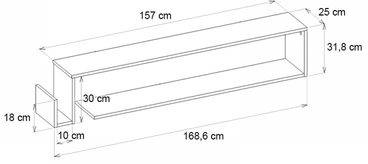 Έπιπλο τηλεόρασης επιτοίχιο Regnar Megapap χρώμα sapphire oak 168,6x25x31,8εκ. - GP042-0252,2