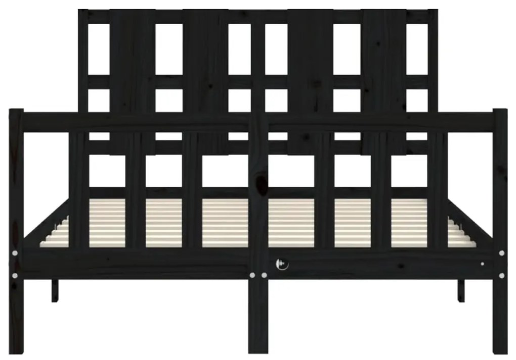 vidaXL Πλαίσιο Κρεβατιού με Κεφαλάρι Μαύρο 120x200 εκ. Μασίφ Ξύλο