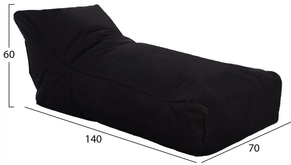 Πουφ Alok μαύρο με UV protection 140x70x60Υ εκ.