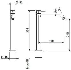 Μπαταρία νιπτήρος La Torre Elle 316 35016 Ψηλή-Inox