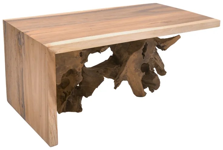 Τραπέζι σαλονιού Cardi Inart καρυδί teak ξύλο 110x60x50εκ