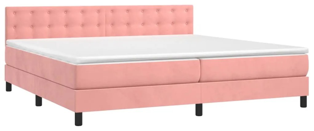 vidaXL Κρεβάτι Boxspring με Στρώμα Ροζ 200x200 εκ. Βελούδινο