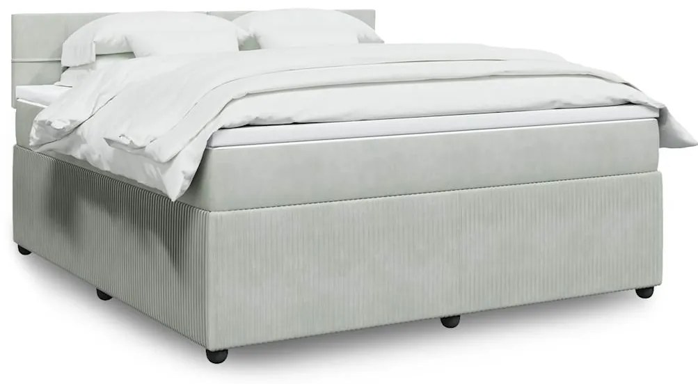 vidaXL Κρεβάτι Boxspring με Στρώμα Ανοιχτό Γκρι 180x200 εκ. Βελούδινο