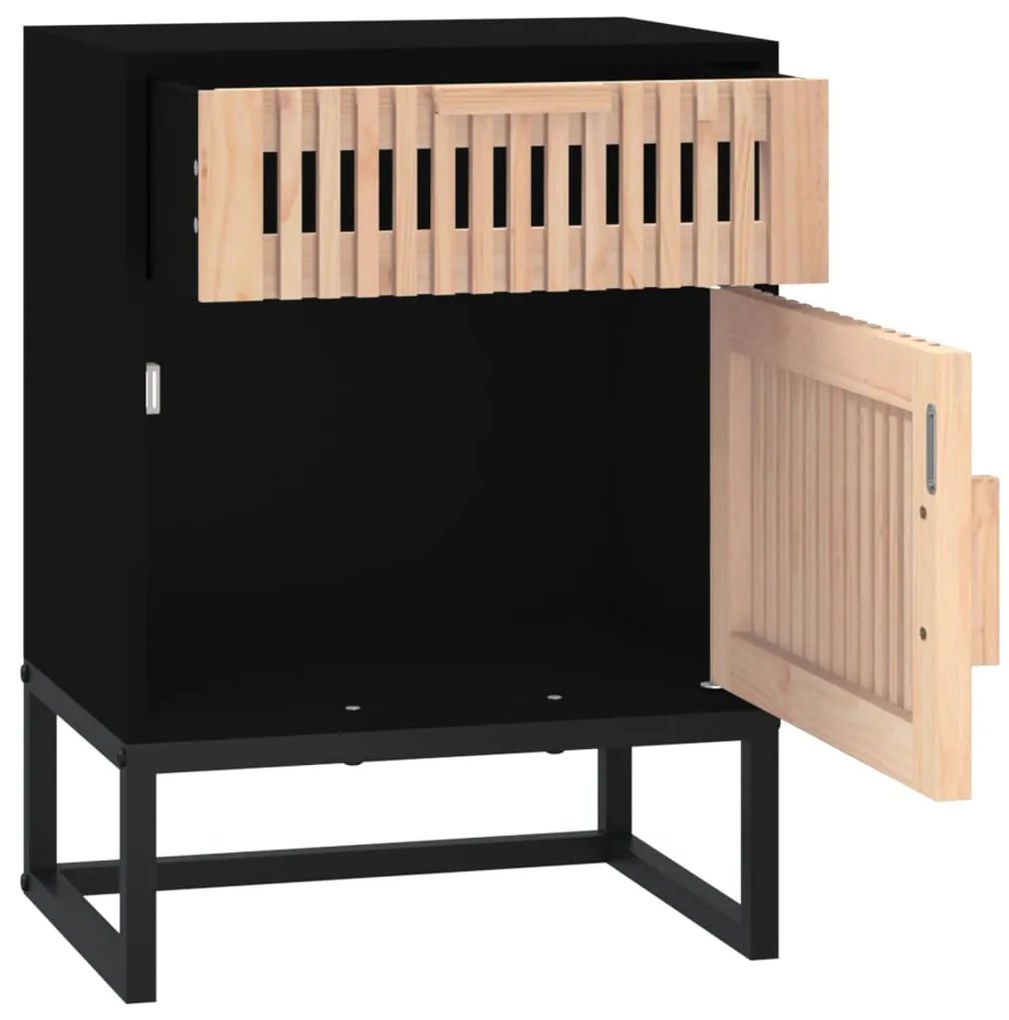 vidaXL Κομοδίνο Μαύρο 40x30x55,5 εκ. Επεξεργασμένο Ξύλο &amp; Σίδερο