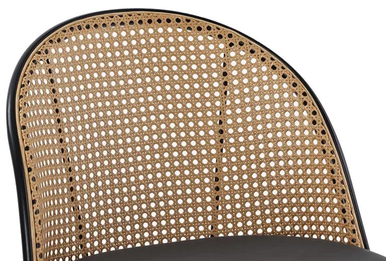 Σκαμπό μπαρ Kace pe rattan φυσικό-ανθρακί pu-μαύρο μέταλλο 43x55x102εκ 2αδα 43x55x102 εκ.