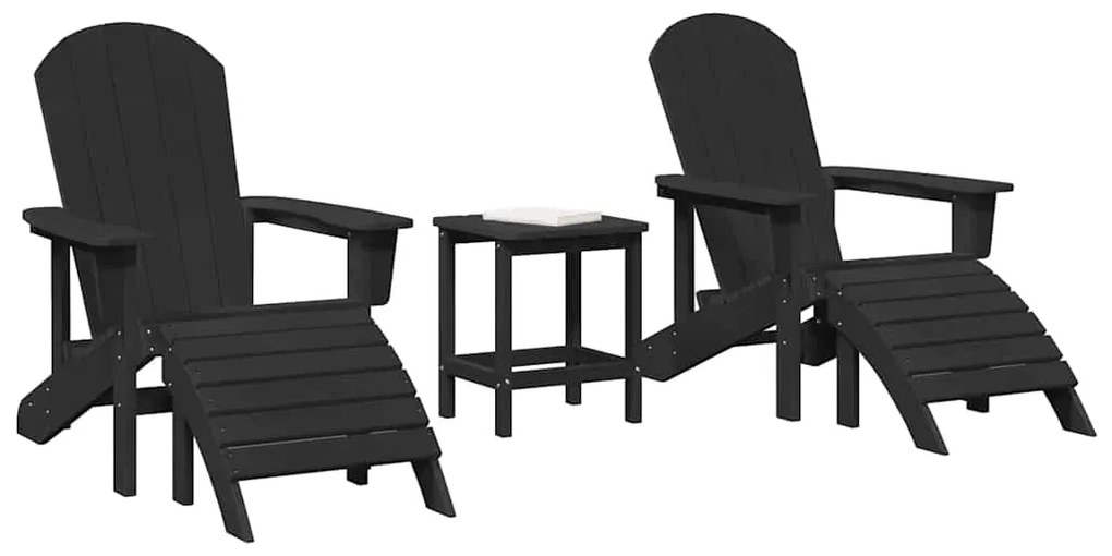 vidaXL Έπιπλα Χαλάρωσης Κήπου 3 pcs Μαύρο 38 x 38 x 46cm Πλαστικό