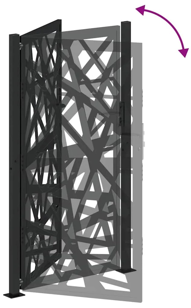 Πύλη κήπου Μαύρη 105x180 cm Ατσάλινη ελαφριά σχεδίαση - Μαύρο