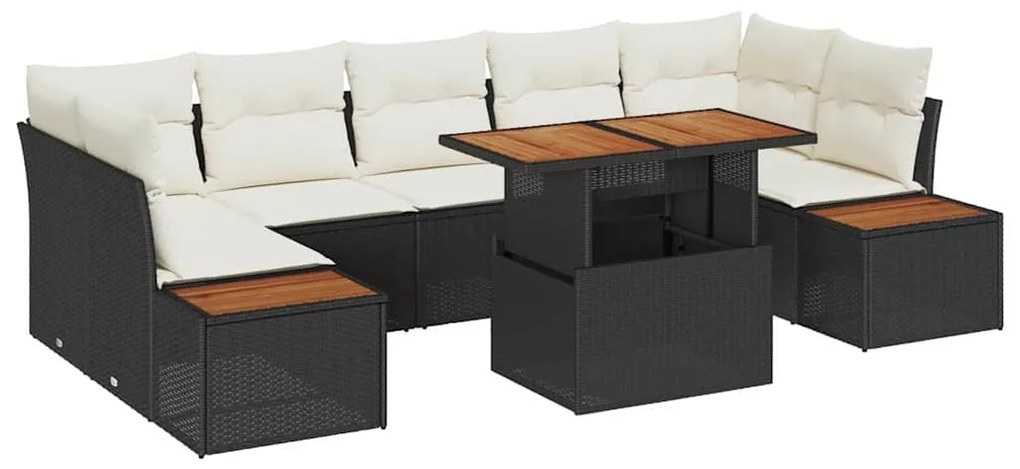 vidaXL Σέτ φαγητού για κήπο 8 pcs Μαύρο, Μπεζ 100 x 55 x 73 εκ