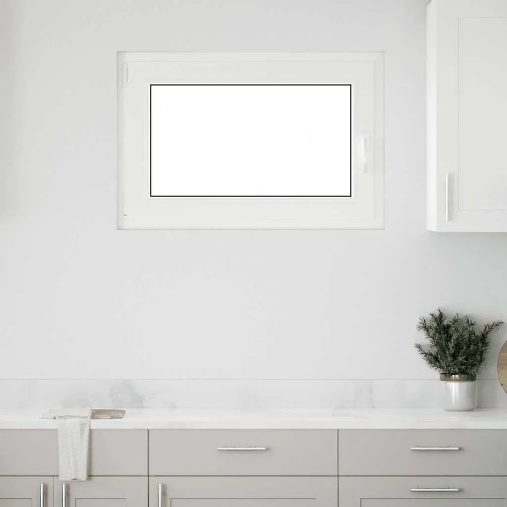 vidaXL Παράθυρο Υπογείου "RISOR" 90x70 εκ. Ανακλινόμενο & Περιστρεφόμενο DIN Αριστερά Λευκό