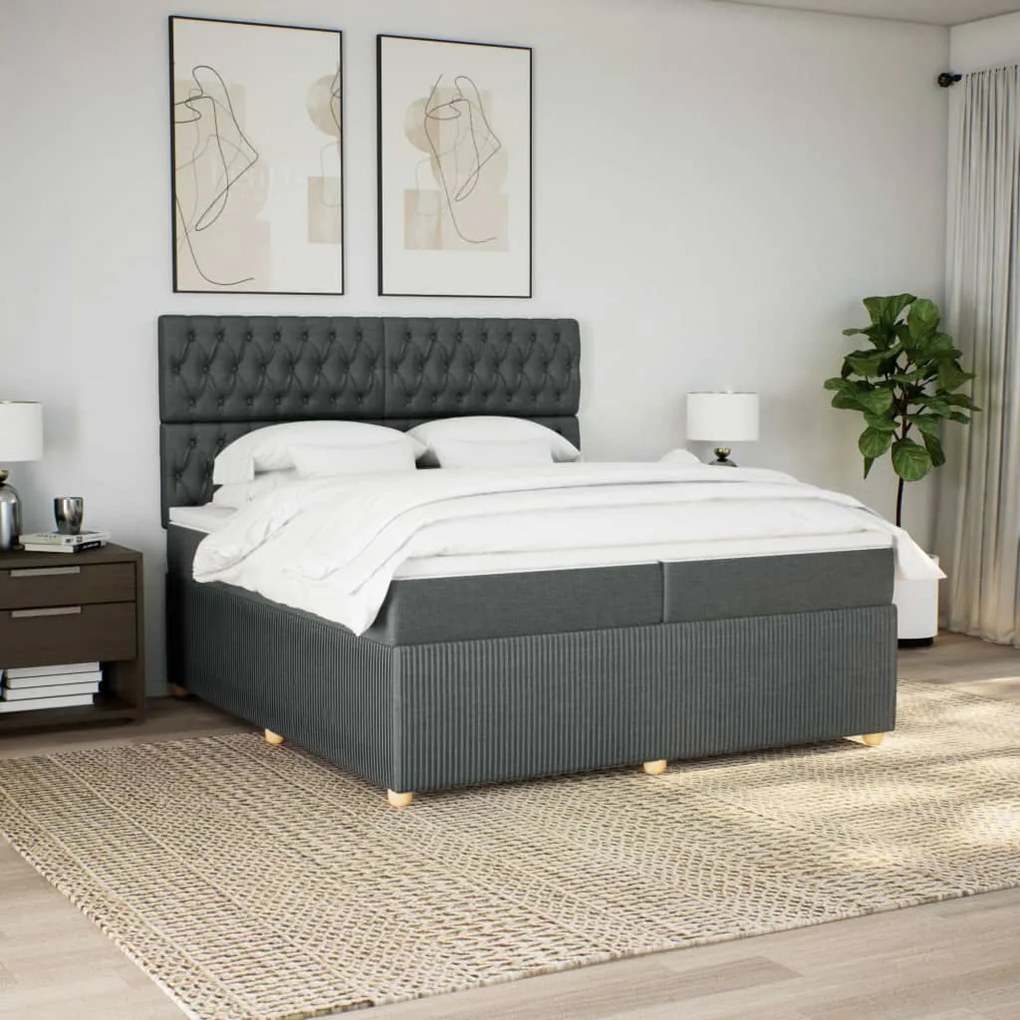 ΚΡΕΒΑΤΙ BOXSPRING ΜΕ ΣΤΡΩΜΑ ΣΚΟΥΡΟ ΓΚΡΙ 200X200 ΕΚ. ΥΦΑΣΜΑΤΙΝΟ 3294471