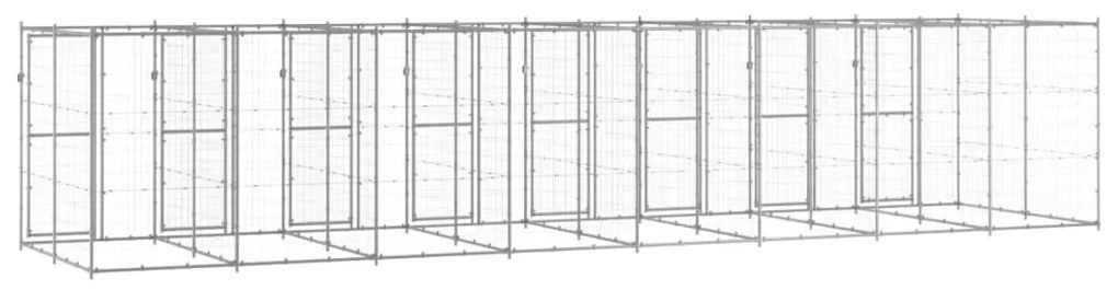 Κλουβί Σκύλου Εξωτερικού Χώρου 19,36 μ² από Γαλβανισμένο Χάλυβα - Ασήμι
