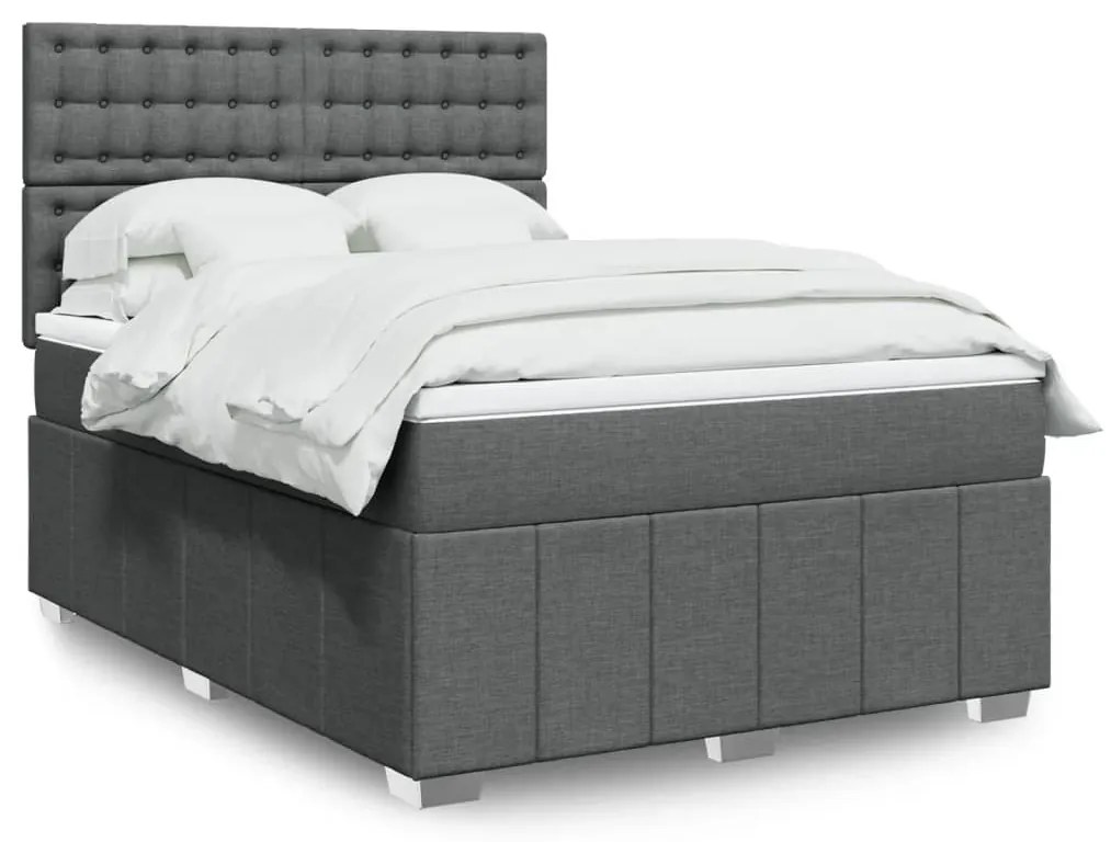 vidaXL Κρεβάτι Boxspring με Στρώμα Σκούρο Γκρι 160x200 εκ Υφασμάτινο