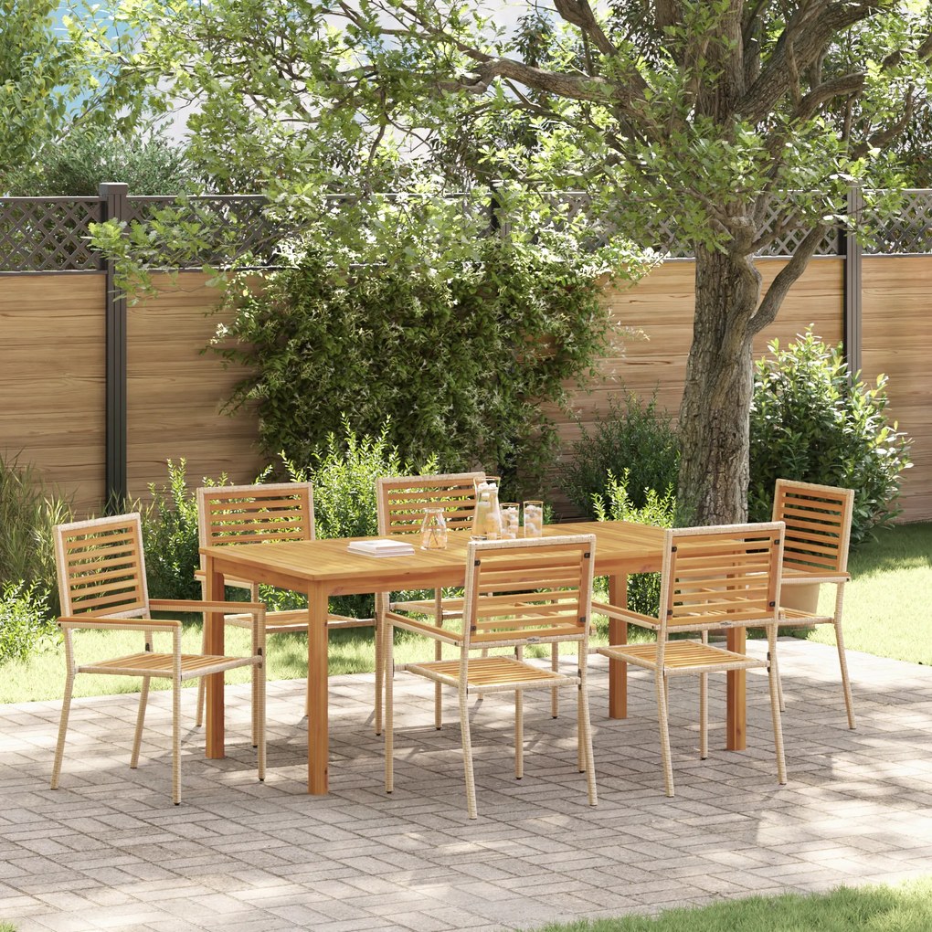 vidaXL Σετ Τραπεζαρίας Κήπου 7 pcs Μπεζ 180 x 90 x 75 cm