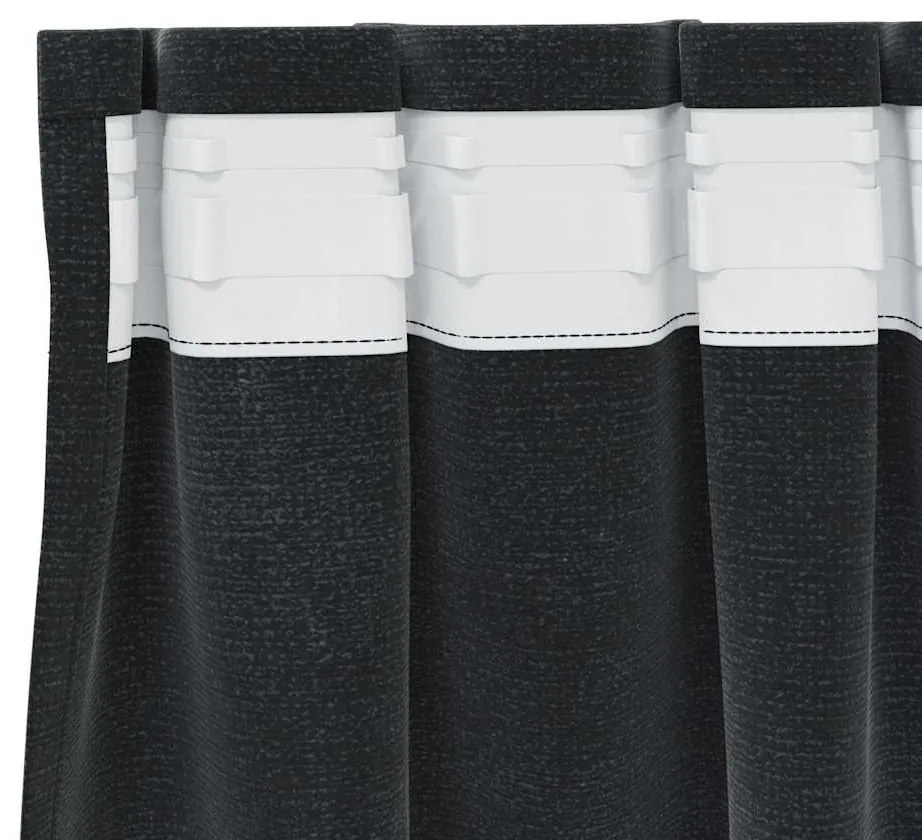 vidaXL Κουρτίνες με κουρτίνες 2 pcs Μαύρο 140 x 225 cm Βελούδο