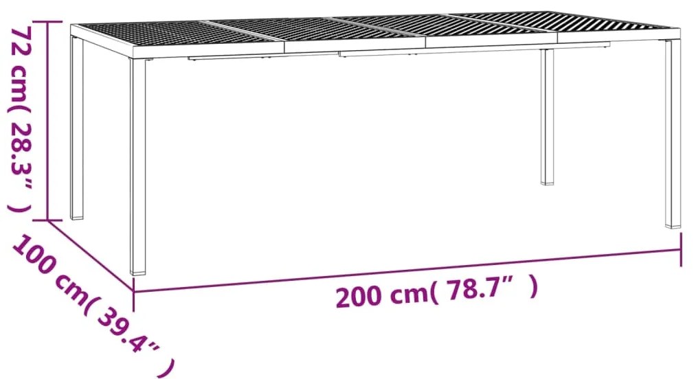 Τραπέζι Κήπου Ανθρακί 200x100x72 εκ. Ατσάλινο - Ανθρακί