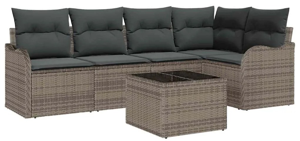 vidaXL Σετ Καναπέ Κήπου με μαξιλάρι 6 pcs Γκρι Πολυ ράταν