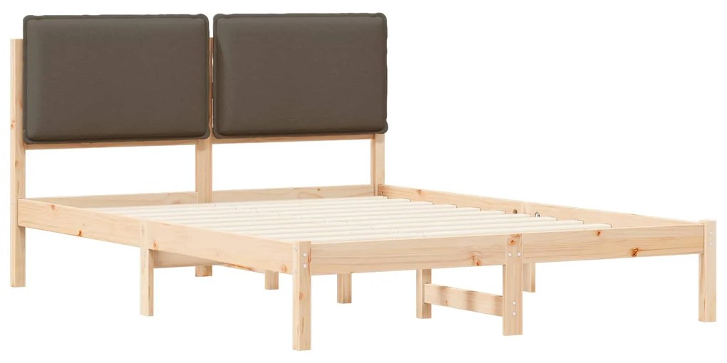 vidaXL Σκελετός Κρεβατιού με Επενδεδυμένο Κεφαλάρι Taupe 120 x 200 cm