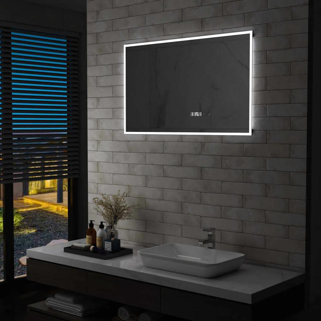 Καθρέφτης Μπάνιου με LED/Αισθητήρα Αφής και Οθόνη Ώρας 100x60εκ