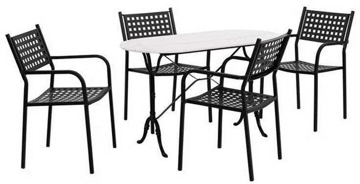 Σετ Τραπεζαρίας 5τμχ HM10385 Λευκό-Μαύρο 120x59x72cm Four Seater