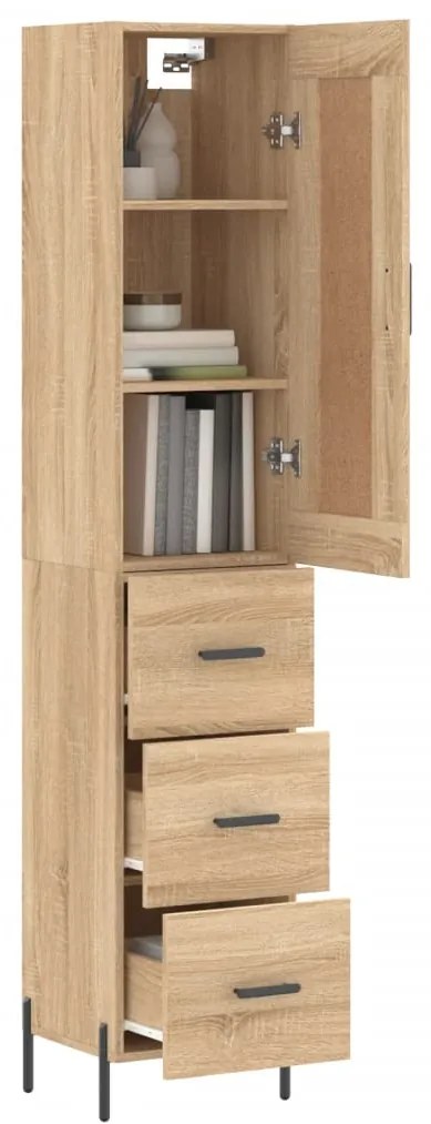 vidaXL Μπουφές Sonoma δρυς 34,5 x 34 x 180 εκ. από Επεξεργασμένο Ξύλο