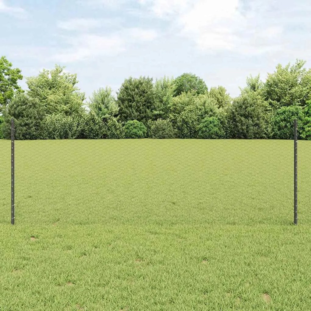 vidaXL Φράχτης με Στήλες. Γκρι 0.8 x 25 m Ατσάλι