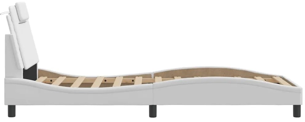 vidaXL Σκελετός Κρεβατιού Viana Χωρίς Στρώμα Λευκό90x190εκ. από ΣυνθετικόΔέρμα