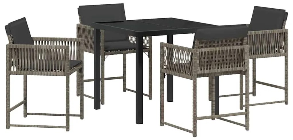 vidaXL Σέτ φαγητού για κήπο 5 pcs Γκρι συνθετικό ρατάν