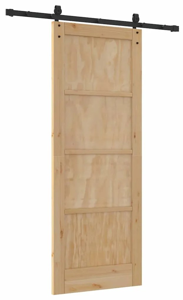 vidaXL Συρόμενη Πόρτα Χειροκίνητος Καφέ 78 x 202 εκ. Μασίφ ξύλο πεύκου