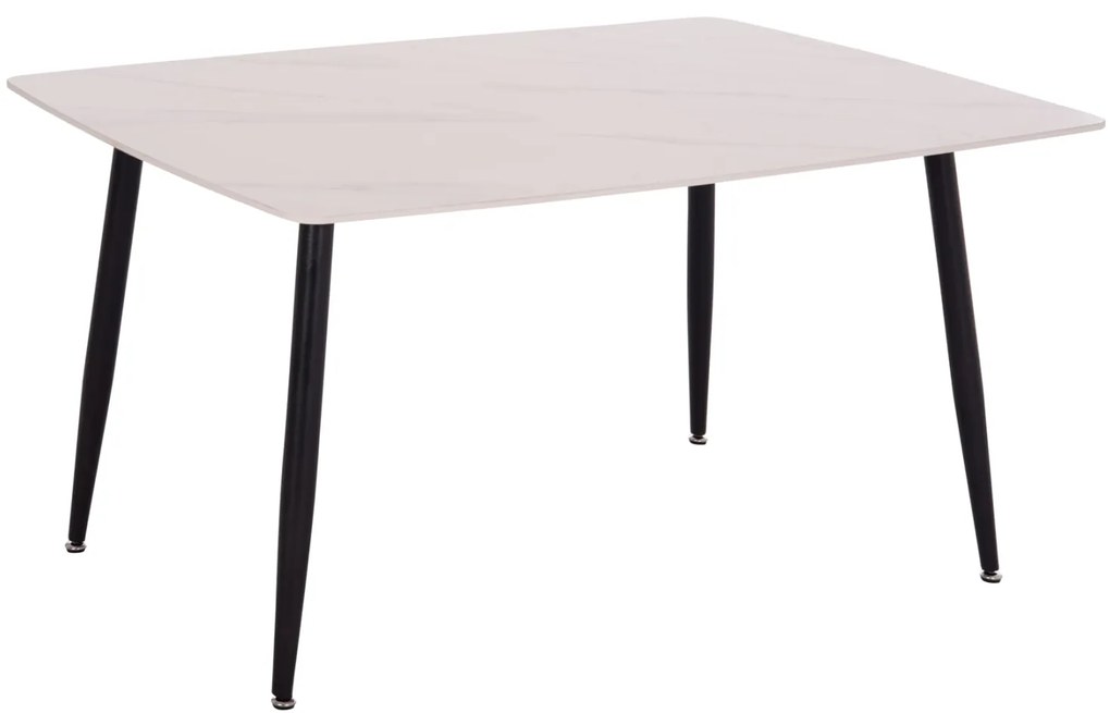 Τραπέζι Rav λευκό μαρμάρου sintered stone-μαύρο μέταλλο 140x80x75