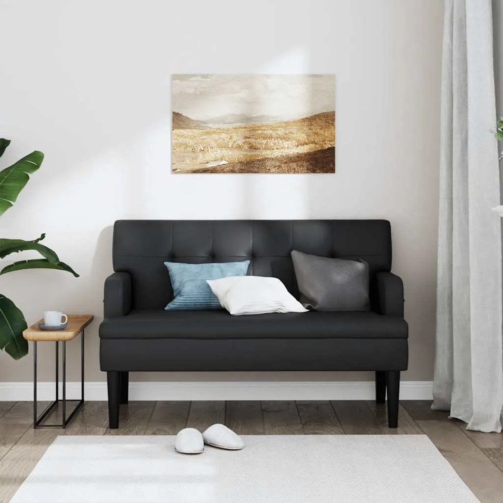 vidaXL Παγκάκι με Πλάτη Μαύρο 112x65,5x75 εκ. από Συνθετικό Δέρμα