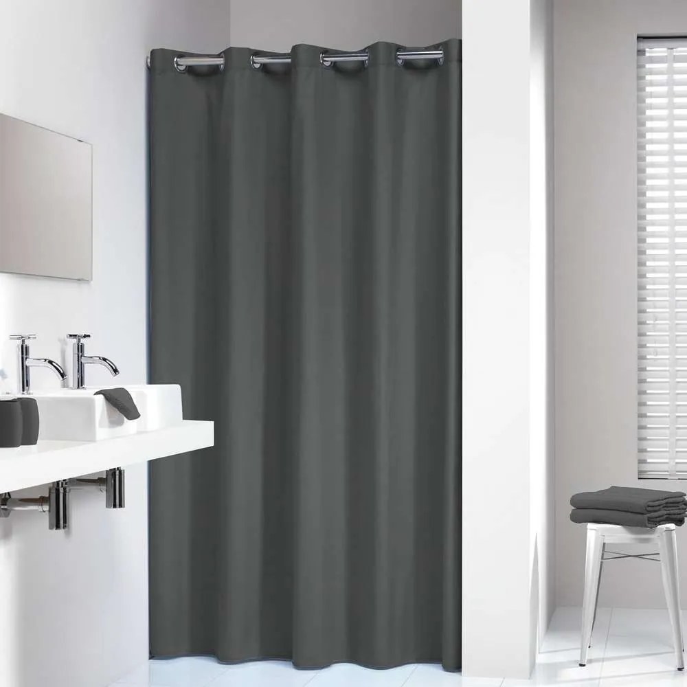 Κουρτίνα Μπάνιου Υφασμάτινη Coloris Grey Sealskin 180Πx200Υ Βαμβάκι-Πολυέστερ