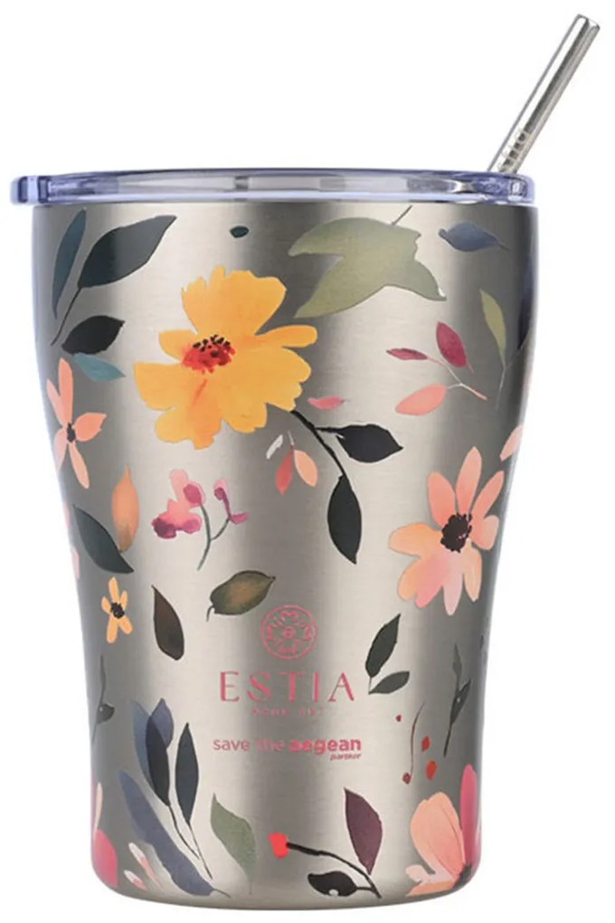 Ποτήρι Θερμός 350ml Estia Save The Aegean Silver Botanic 01-31787
