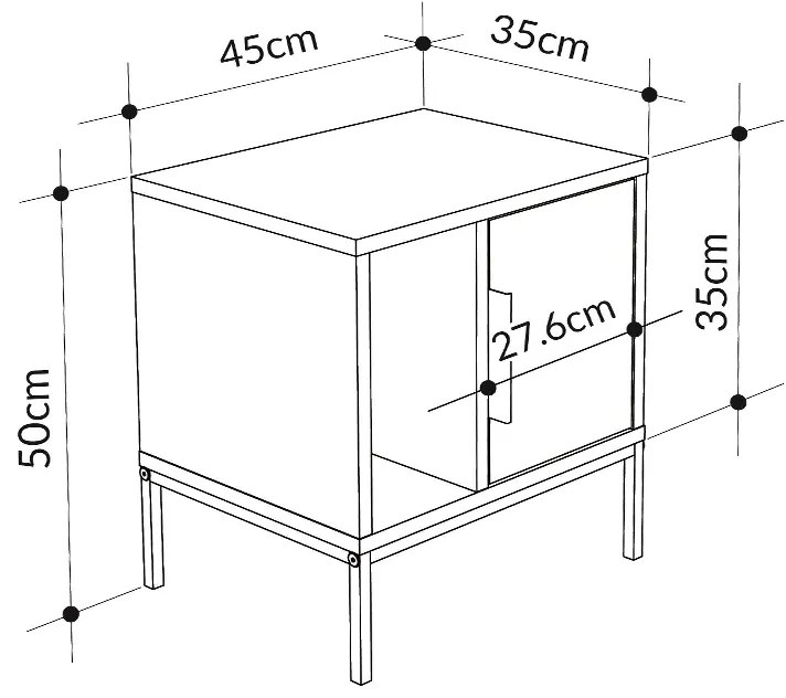 Κομοδίνο Glynn Megapap χρώμα λευκό 45x35x50εκ.