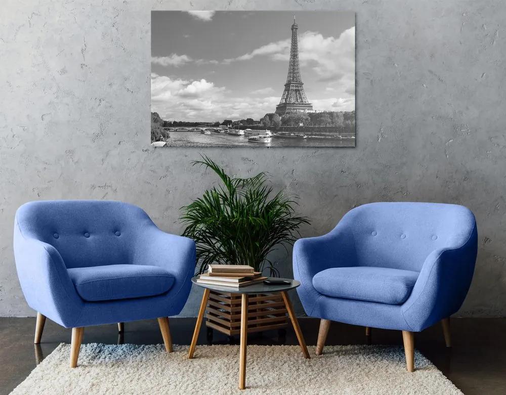 Εικόνα όμορφο πανόραμα του Παρισιού σε ασπρόμαυρο - 120x80