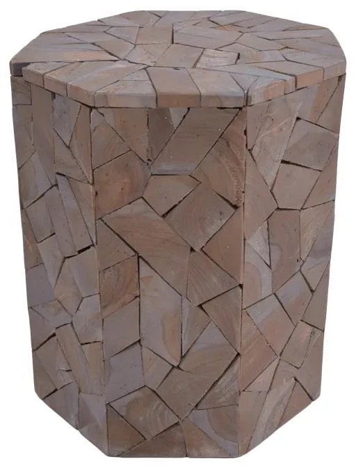 Sity Inart stool gray wash solid suar wood D32x40cm 32x32x40 εκ.