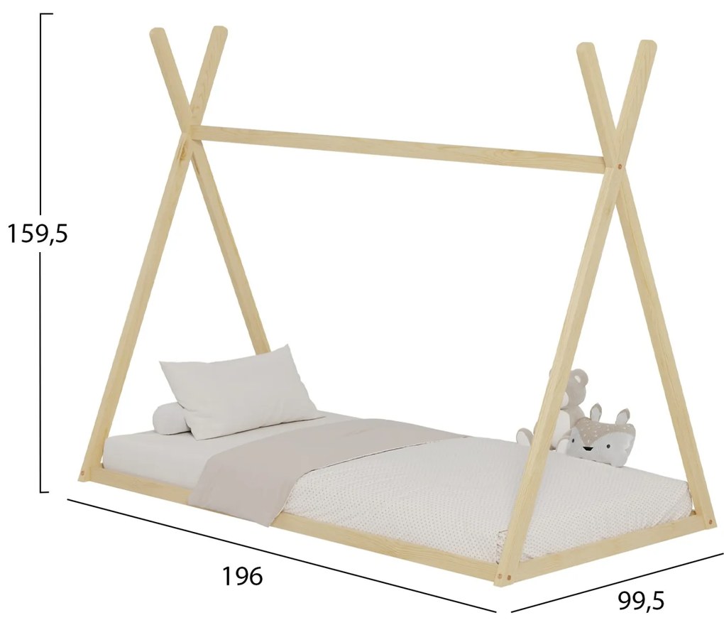 ΚΡΕΒΑΤΙ ΠΑΙΔΙΚΟ MUNK HM681.01 τ.MONTESSORI ΜΑΣΙΦ ΞΥΛΟ ΠΕΥΚΟΥ ΦΥΣΙΚΟ- 190x90εκ (1 Τεμμάχια)