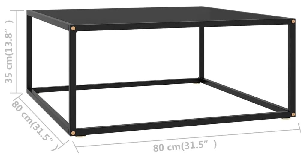 vidaXL Τραπεζάκι Σαλονιού Μαύρο 80 x 80 x 35 εκ. με Μαύρο Γυαλί