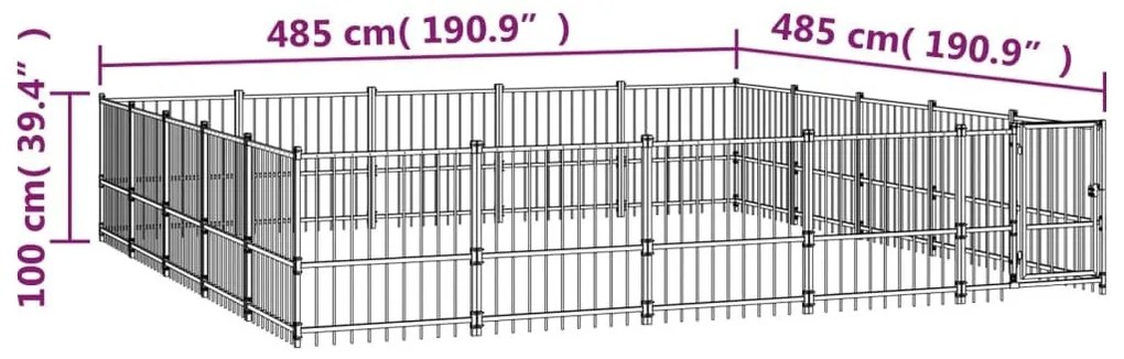 Κλουβί Σκύλου Εξωτερικού Χώρου 23,52 μ² από Ατσάλι - Μαύρο