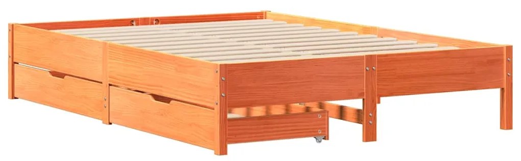 vidaXL Σκελετός Κρεβατιού Χωρίς Στρώμα Καφέ 140x200 Μασίφ Ξύλο Πεύκου