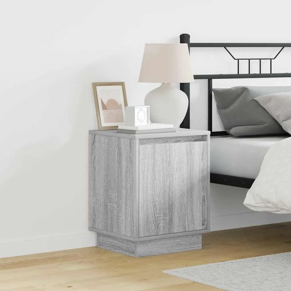 vidaXL Κομοδίνο με 2 pcs Γκρι 39 x 34.5 x 50 εκ. Επεξεργασμένο ξύλο