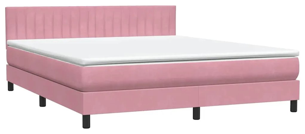 vidaXL Κρεβάτι Boxspring με Στρώμα Ροζ 180x210 εκ. Βελούδινο